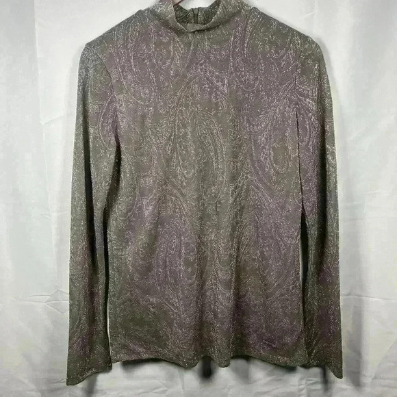 Anne Klein shimmer long sleeve turtleneck women medium NEW gray - Picture 1 of 7